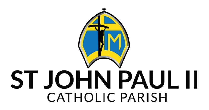 Blue and Yellow logoa for John Paul II Catholic Parish